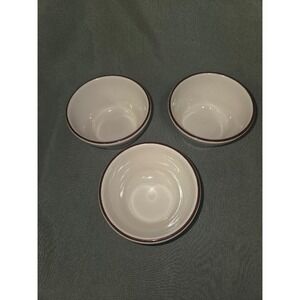 Vintage Buffalo China 9805M Speckled Tan Brown Rim Small Bowls Ramekins Set of 3